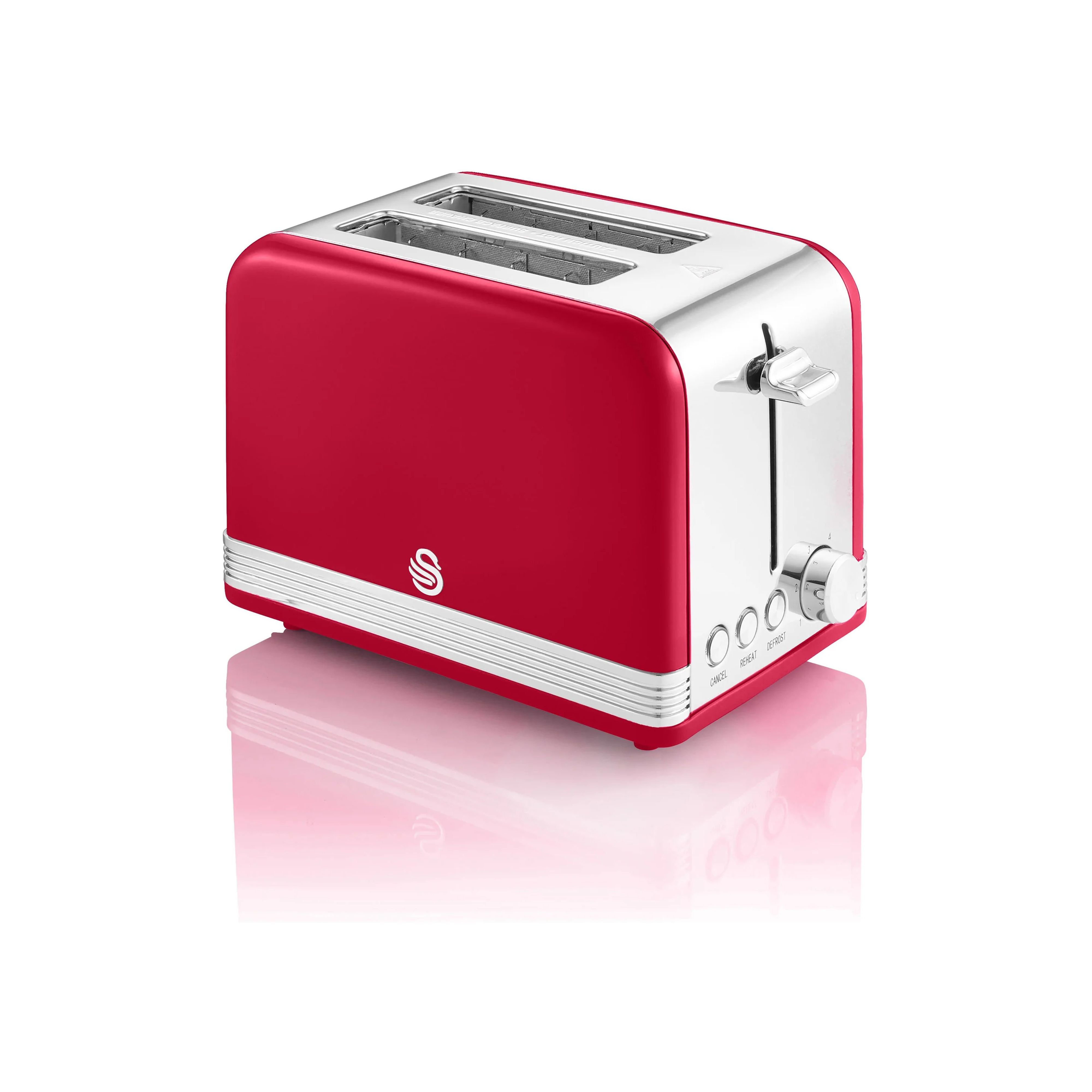 Swan 2 Slice Retro Toaster - Red